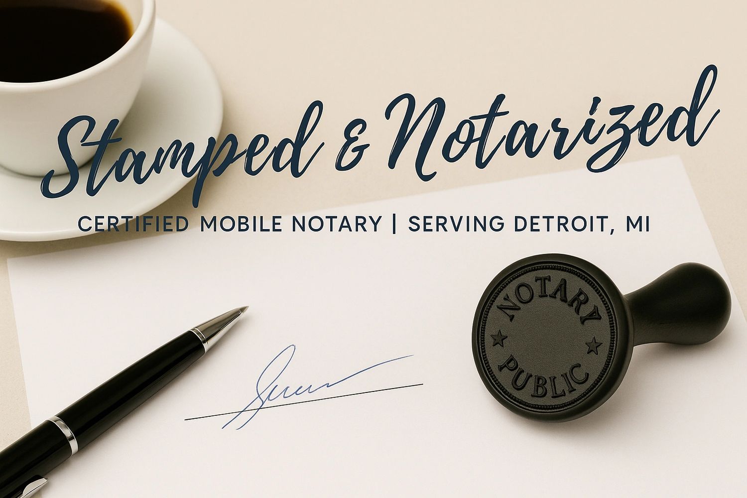 Stamped & Notarized - Certified mobile notary serving Detroit, MI.