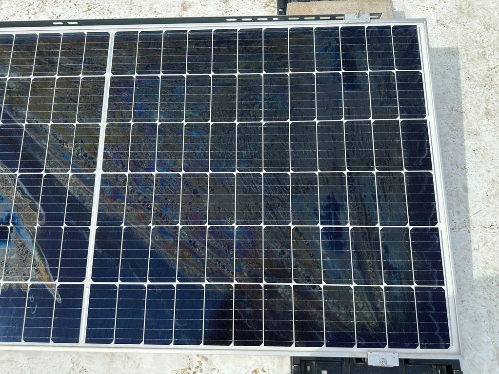 Our inspection for a stranded customer found 24/26 panels suffering from EVA Delamination a potentia