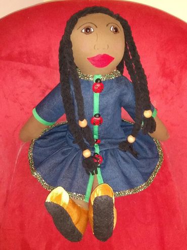 Black cloth doll: Original handmade.