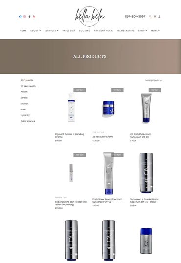 E-Commerce Website Builder for retail store for med spa