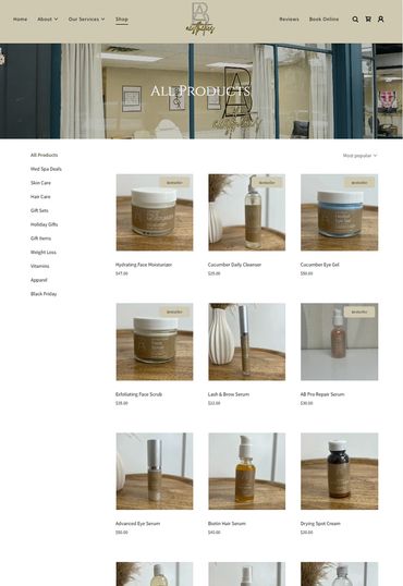 E-Commerce Website Builder for med spa retail products