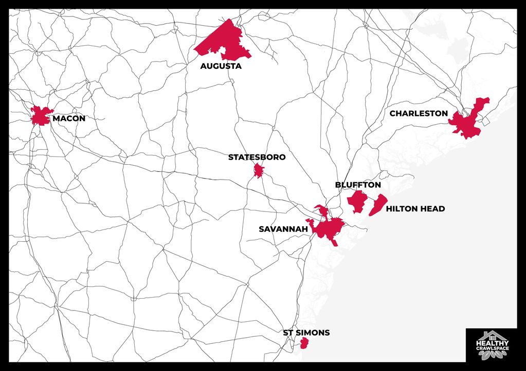 Healthy Crawl Space, Crawl Space Encapsulation, and Crawl Space Repair Service Area