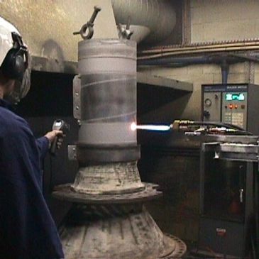 testing being carried out during HVOF coating of wheel spindle