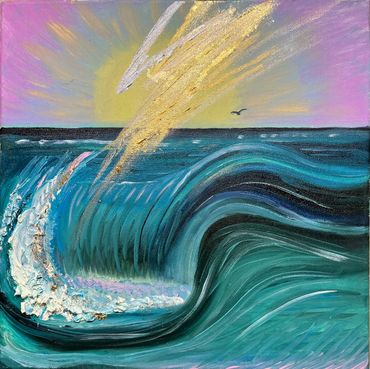 Abstract seascape with thunderbolts