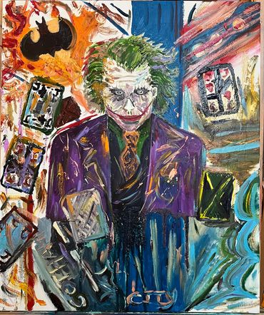 Joker from Batman art for sale quirky vibrant artwork one of a kind