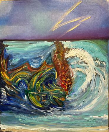 NEW artistic art gift cards for sale an oil painting of a sea dragon