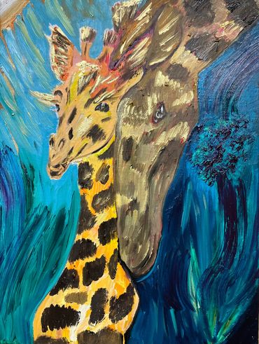 Giraffe painting in oil