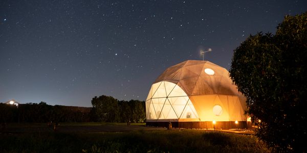 geodesic dome. nature. no pollution. sky, stars. peace, relaxaxion. magic destination