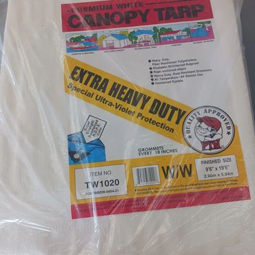 Solid 10 x 20 white tarp