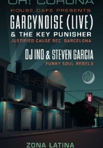 Cartel de evento de Fin de Año en Oh! Coruña con música en vivo y DJs.