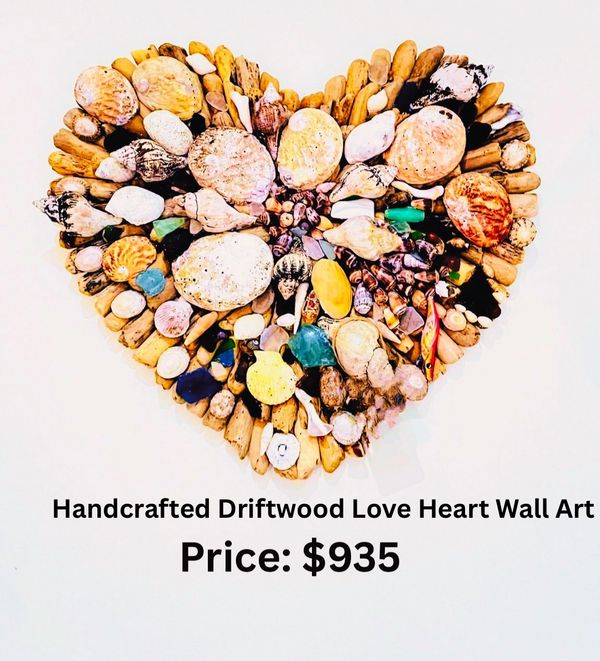 This Handcrafted Driftwood Love Heart Wall Hanging Creation is available to buy for Au$935.