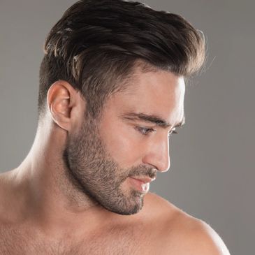 Male with healthy short brown hair