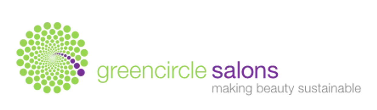 Logo of Green Circle Salons with tagline about sustainable beauty.