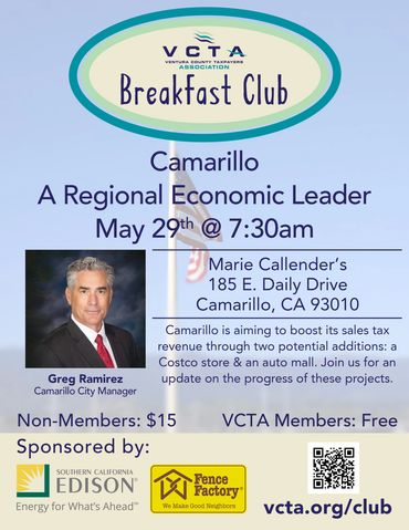 VCTA Breakfast Club Flier with Camarillo City Manager Greg Ramirez