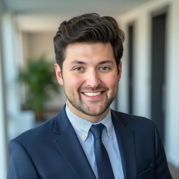 Smiling young man in a suit and tie.