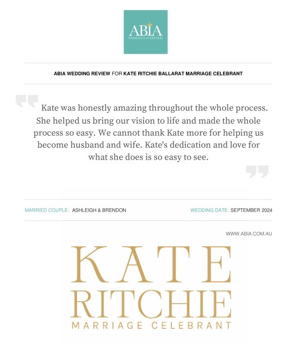 Ballarat Marriage Registry Kate Ritchie Celebrant