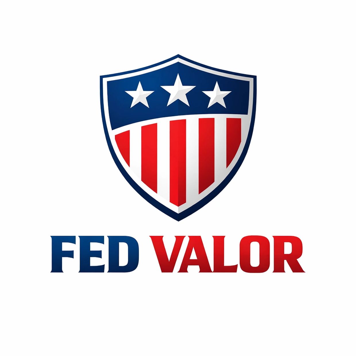Shield logo with stars and stripes, text FED VALOR in red and blue.