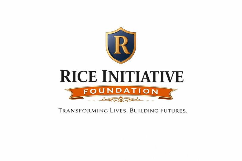Logo of Rice Initiative Foundation with a shield emblem and tagline.