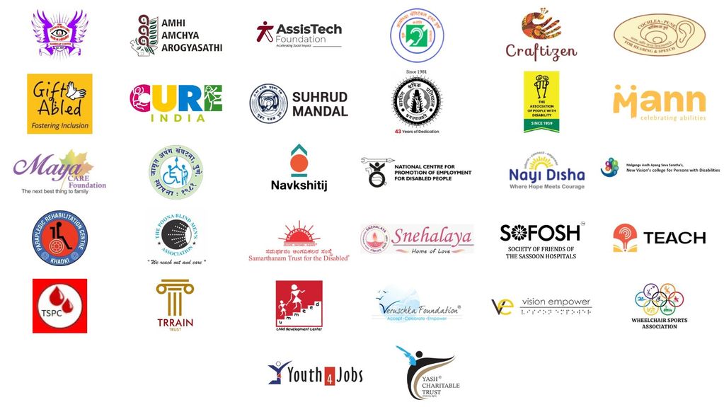 Logos of partner NGOs from first Run InSync promoting disability inclusion