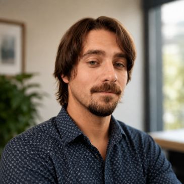 Confident man with folded arms indoors.