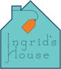Logo of Ingrid's House with a teal house and orange tag.