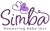 Logo with purple text and butterfly, honoring baby loss.