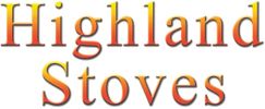 Logo displaying the text 'Highland Stoves' in gradient orange and yellow.