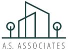 Minimalist logo with buildings and trees for A.S. Associates.