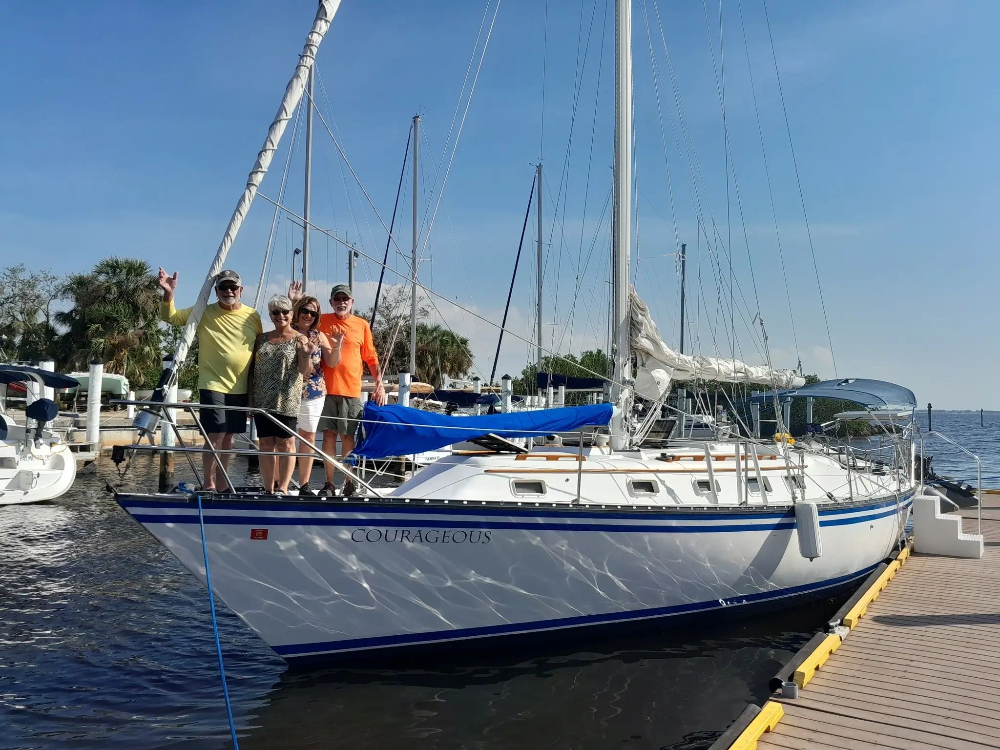 Friends on deck for sailing in Charlotte Harbor
