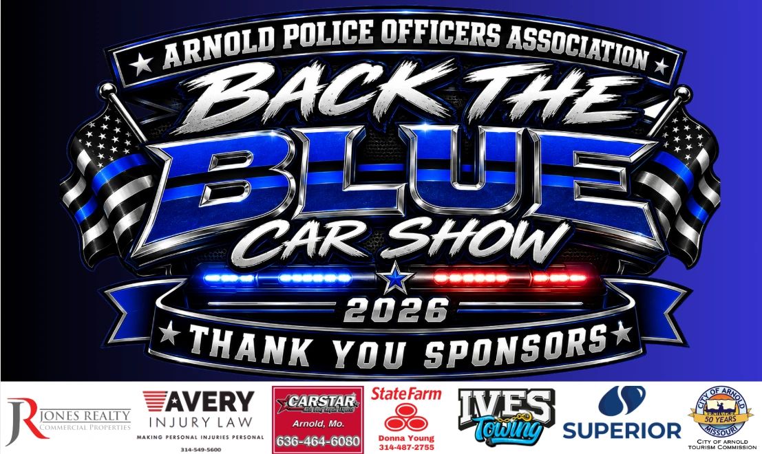 Back The Blue Car Show 2026 poster with sponsors.