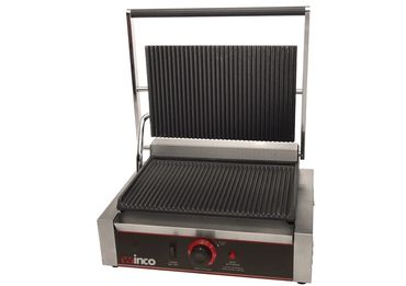 Winco panini grill , 110V electric ,14"x19" cooking surface , available in flat or ribbed