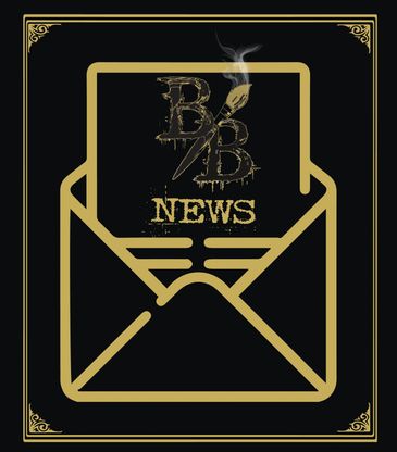 Elegant gold and black logo with an envelope and smoking pen for B/B News.