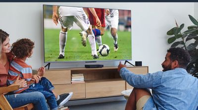 Family watching Live streaming TV