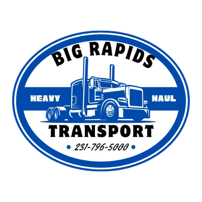 Logo of Big Rapids Transport featuring a heavy haul truck.