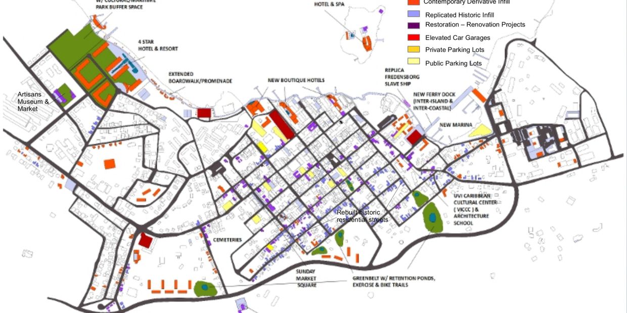 Christiansted Town Plan by Gerville R. Larsen, A.I.A. with development components