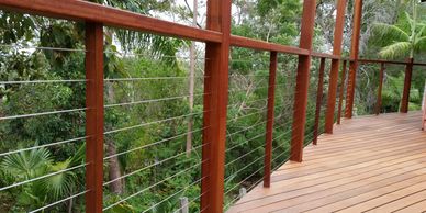 timber and wire balustrade in Brisbane