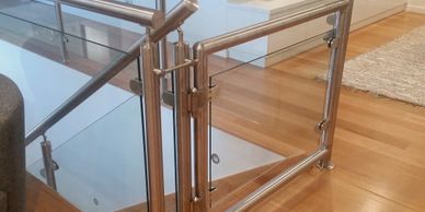 Stainless Steel and glass safety gate in Brisbane