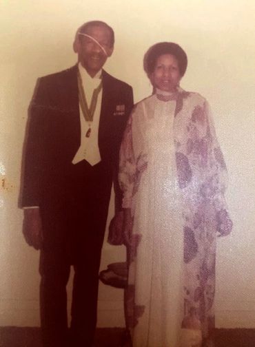 Dr Arthur Wint Jamaica's High Commissioner and daughter, attend an official function in London.