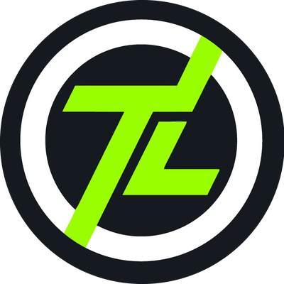 A stylized logo with green letters TL inside a black and white circle.