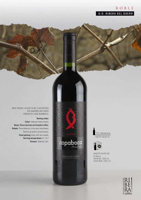 Spanish Wine, Ribera del Duero, Roble, Copaboca, Latvia, Riga, Spanish Products Selection, Baltics
