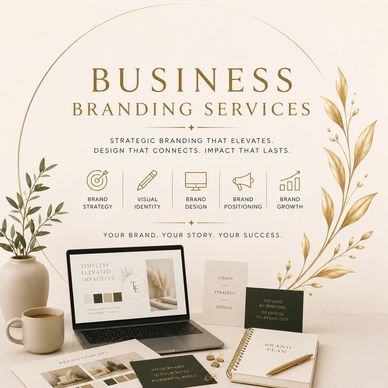 Elegant business branding services promoting strategy, design, and growth.