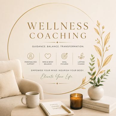 Elegant wellness coaching setup promoting balance and transformation.