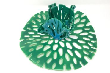 Fine Art Glass Sculpture License to Kiln 
Kiln formed Glass by Dot Galfond Contemporary Lily Pad 

