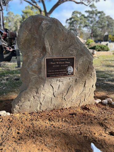 Natural rock headstone
