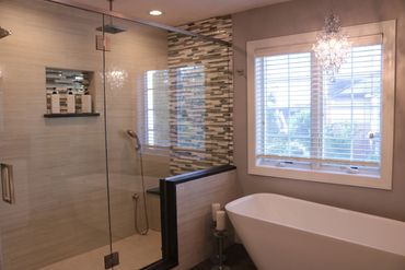 tile shower and soaking tub