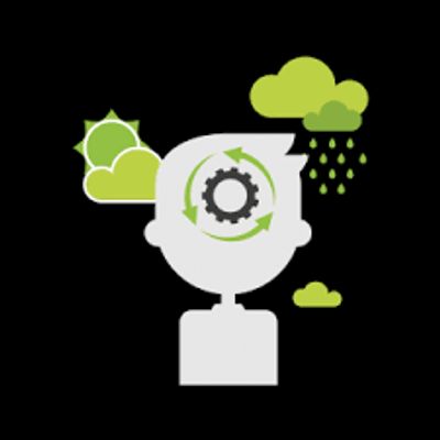 Caricature of a boy showing the sun and happiness on the one hand and stormy clouds on the other.