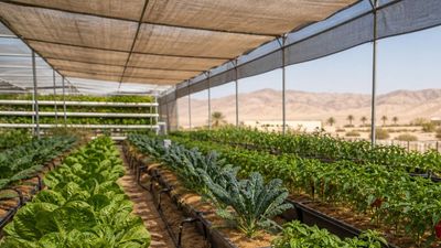 Desert crop and irrigation planning image for UAE growing conditions