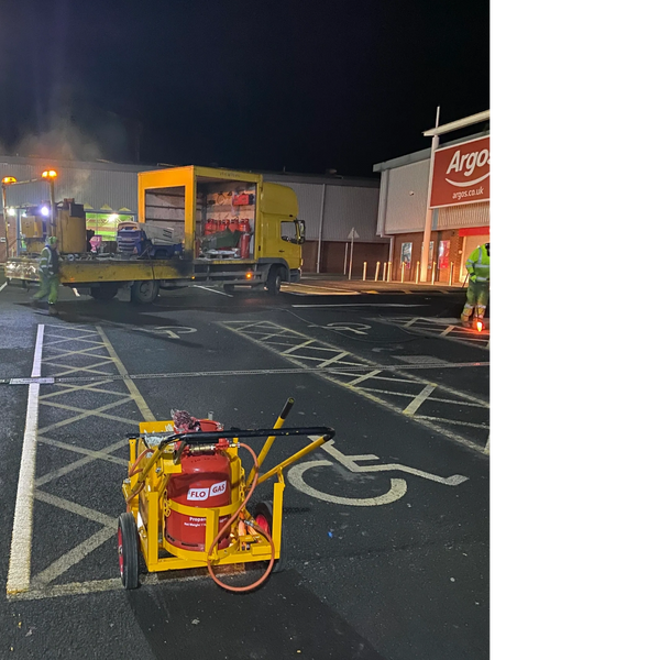 Nightshift working to reline a busy Retail Park. 