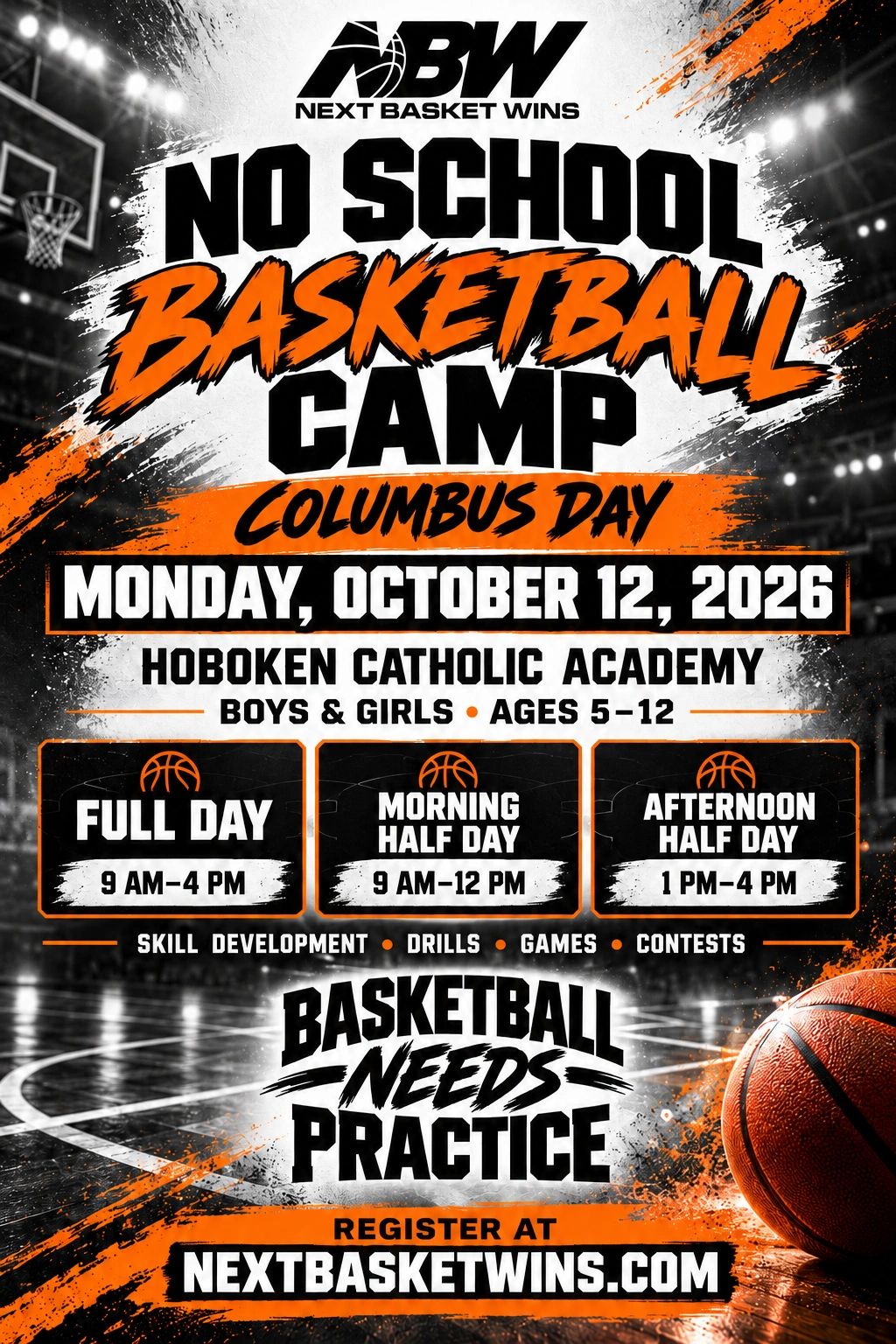 No school basketball camp on October 12, 2026, at Hoboken Catholic Academy.