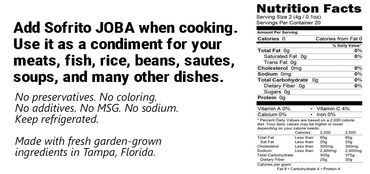 Nutritional information for Sofrito JOBA